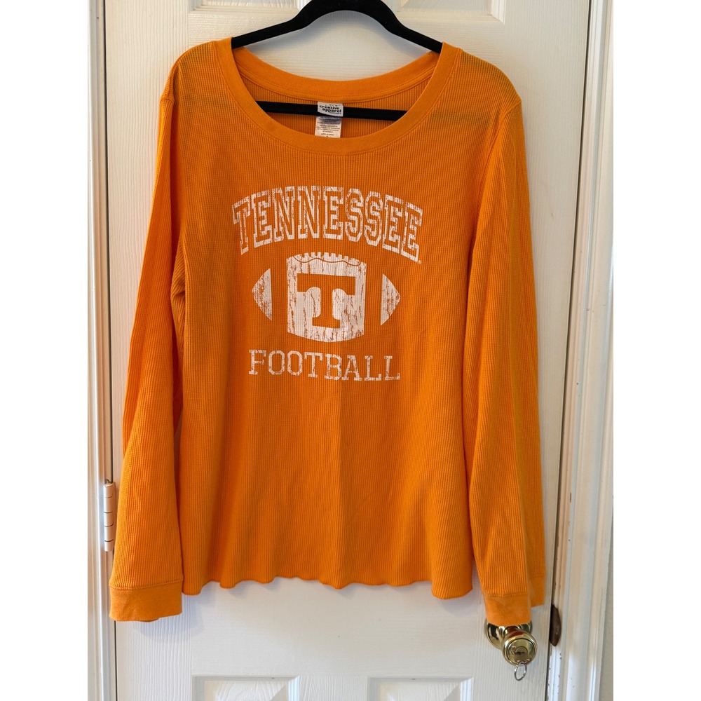 Tennessee Volunteers Football Orange Waffle‎ Knit Long Sleeve Tee Women's XL